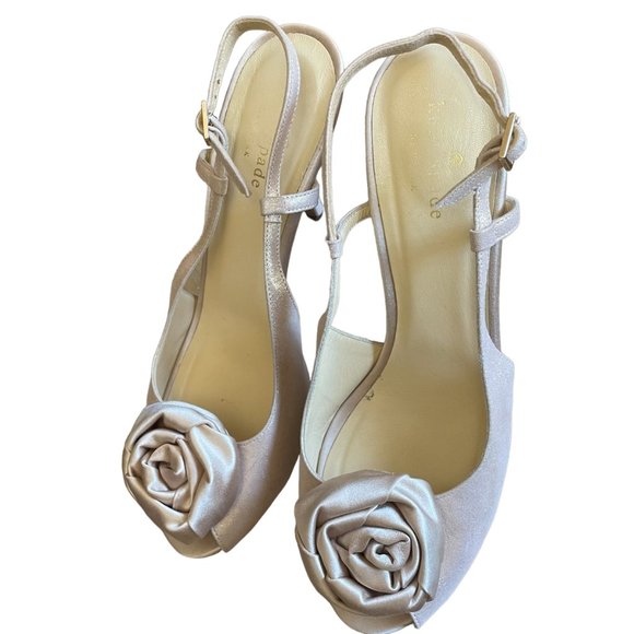 Kate Spade Champagne Suede Slingback Heels Size 8 - Picture 5 of 13